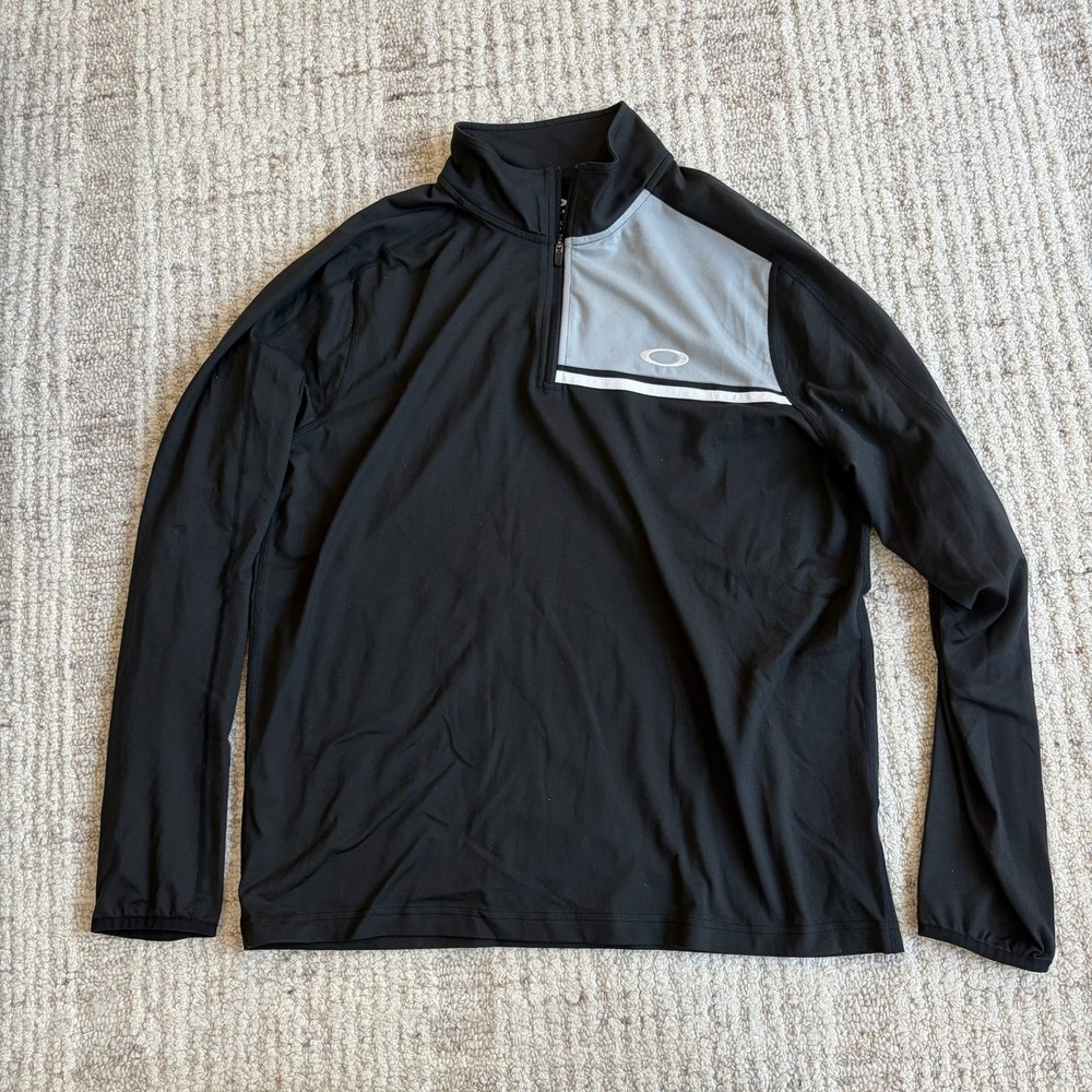 Oakley Ohydrolix Mens Small Black Grey Quarter Zip Pullover Long Sleeve Shirt
